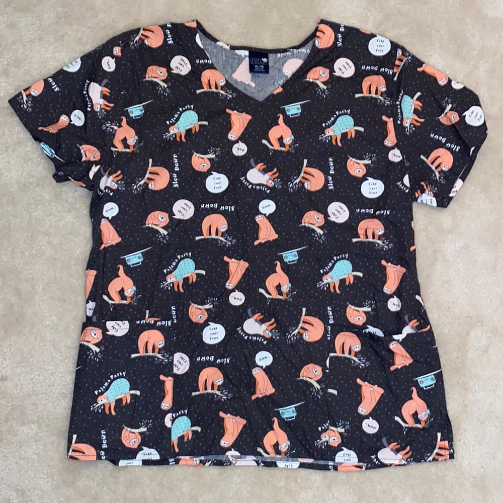 ZOE + CHLOE sloth scrub top